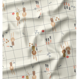 Tissu imperméable Ilapio type ciré motif lapins fond écru