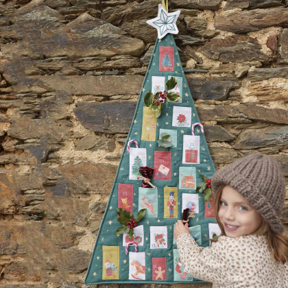 Panneau de tissu calendrier de l'Avent Retro Xmas