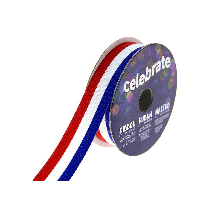 Bobine de 4 mètres de ruban tricolore - 15mm