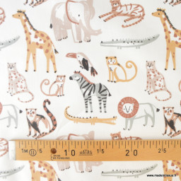 Tissu cretonne coton Kassem motif animaux de la savane -  OEKO TEX