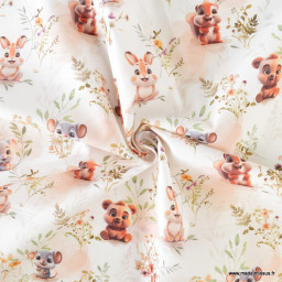 Tissu coton cretonne Zamour motif animaux -  OEKO TEX