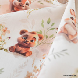 Tissu coton cretonne Zamour motif animaux -  OEKO TEX