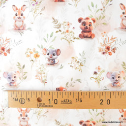 Tissu coton cretonne Zamour motif animaux -  OEKO TEX