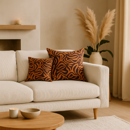 Tissu demi natté coton Yoram – graphique caramel & cacao