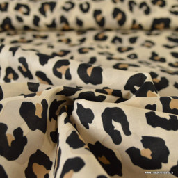 Tissu voile de coton léopard sable – imprimé animal | Made In Tissus