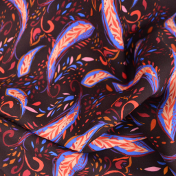 Tissu popeline de Viscose Nini motif Paisley fond violet