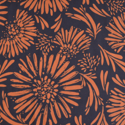 Tissu popeline de viscose Audrey – fleurs camel sur bleu marine