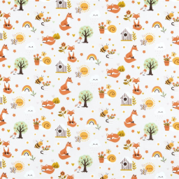 Tissu coton Rouxy motifs renards, abeilles et soleil - oeko tex