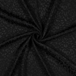 Tissu Viscose Jacquard Noir Motif Léopard