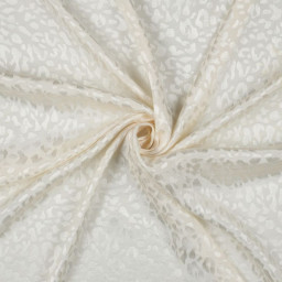 Tissu Viscose Jacquard Ecru Motif Léopard