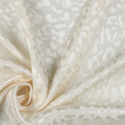 Tissu Viscose Jacquard Ecru Motif Léopard