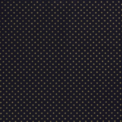 Tissu de Noël motif étoiles Or fond bleu marine - Oeko tex
