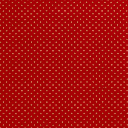 Tissu de Noël motif étoiles Or fond Rouge - Oeko tex