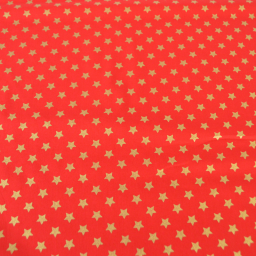 Tissu de Noël Stars motif étoiles Or fond Rouge - Oeko tex