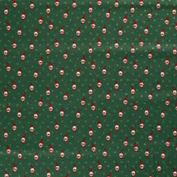 Tissu de Noël motif gnomes fond vert sapin - Oeko tex