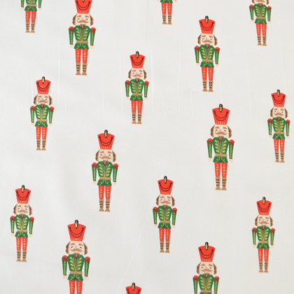 Tissu coton Noël motif casse noisette fond blanc cassé - Oeko tex