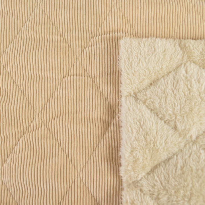 Tissu velours matelassé envers doudou - Beige