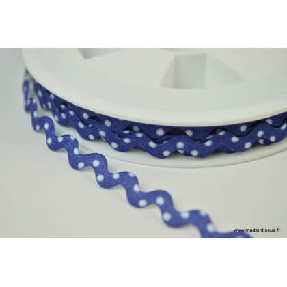 Serpentine Croquet à Pois Blanc sur fond Bleu 9mm x1m
