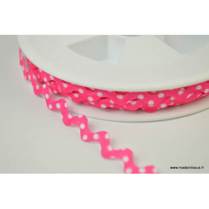 Serpentine Croquet à Pois Blanc sur fond Fuchsia 9mm x1m