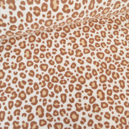 Tissu jersey éponge coton – Motif léopard fond blanc cassé - OEKO TEX