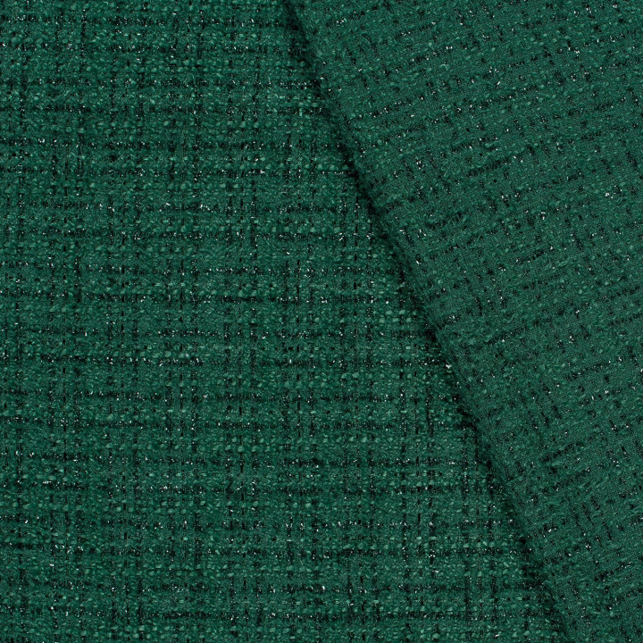 Tissu tweed effet lurex vert sapin - Imani