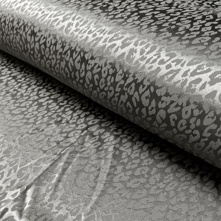 Tissu Satin Léopard ton sur ton vert gris - oeko tex