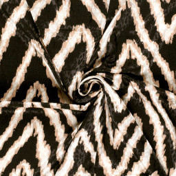Tissu Satin léopard géométrique Noir et beige - oeko tex