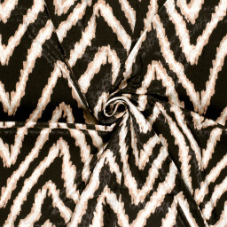 Tissu Satin léopard géométrique Noir et beige - oeko tex
