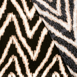 Tissu Satin léopard géométrique Noir et beige - oeko tex
