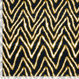 Tissu Satin léopard géométrique bleu, ocre et beige - oeko tex