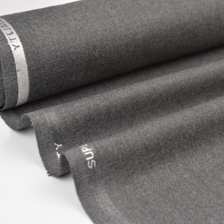 coupon de 63cm de tissu gabardine costume et confection gris - oeko tex
