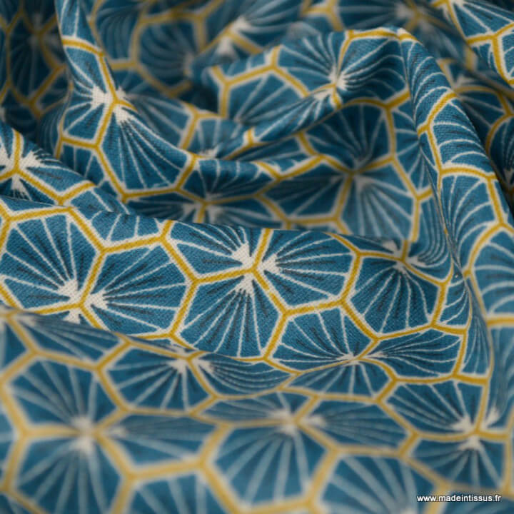 Tissu coton Riad Enduit coloris Canard Oeko tex
