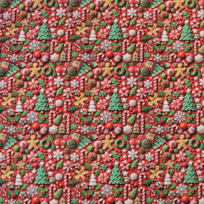 tissu popeline de coton motif noel sapins rouges et verts made in tissus