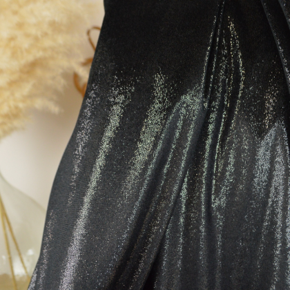 Tissu jersey velours à paillettes fond Noir