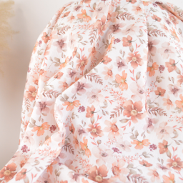 Tissu Double Gaze de Coton Motif Fleurs Ava – Tons Rose et Terracotta