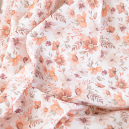 Tissu Double Gaze de Coton Motif Fleurs Ava – Tons Rose et Terracotta
