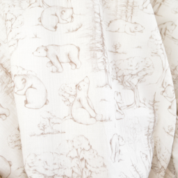 Tissu Double Gaze de Coton – Motif Ours et Forêt de Sapins