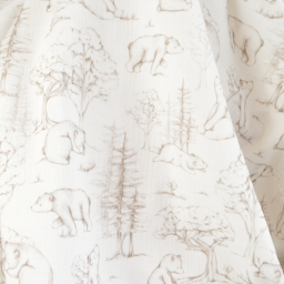 Tissu Double Gaze de Coton – Motif Ours et Forêt de Sapins