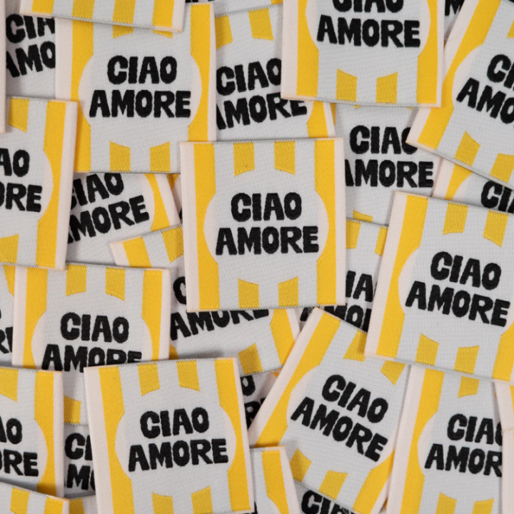 Lot de 5 étiquettes tissées - Ciao Amore - Ikatee