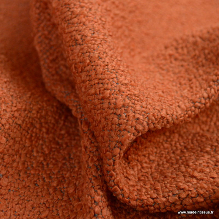 Tissu bouclette d'ameublement Beira brique
