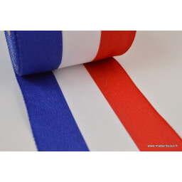 Ruban polyester Bleu blanc rouge Tricolore 10cm