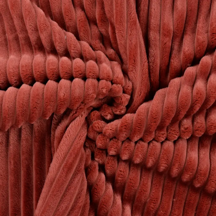 Tissu minky Rayures côtelé coloris Terracotta