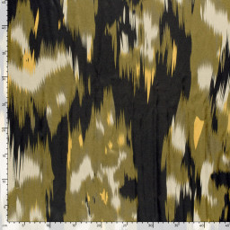 Tissu Satin motif style Ikat - Noir et vert