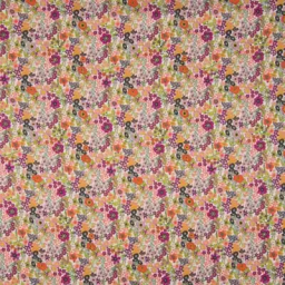 Popeline style Liberty à fleurs parme et orange - Oeko tex