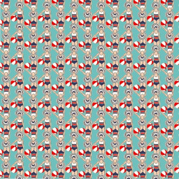 Tissu coton motif nageuse rétro fond turquoise - OEKO TEX