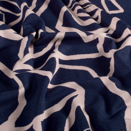 Tissu Jersey de Viscose Vortex motifs fleurs fond marine - oeko tex