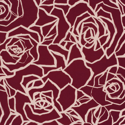 Tissu Jersey de Viscose Vortex motifs fleurs fond Bordeaux - oeko tex