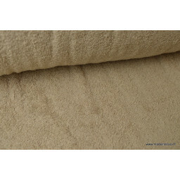 Tissu Eponge 100% coton beige lisiere cousue au mètre