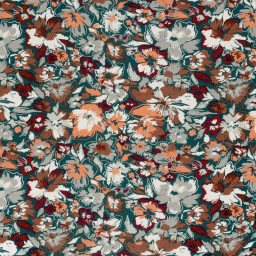Tissu Jersey de Viscose motifs fleurs fond vert foncé - OEKO TEX