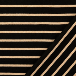 Tissu maille lourde à rayures - Noir